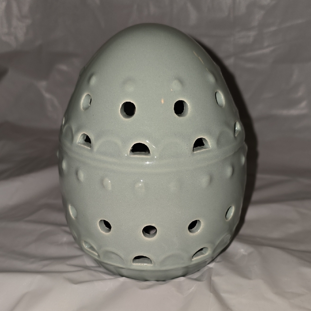Elegant Blue Ceramic LED Egg